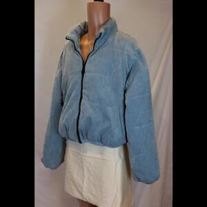 Cozy Blue Corduroy Puffer Jacket